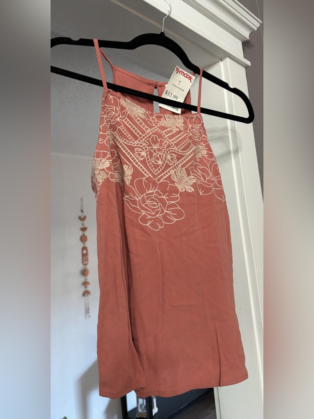 T.J.Maxx Coral-Peach Embroidered Spaghetti Strap Camisole